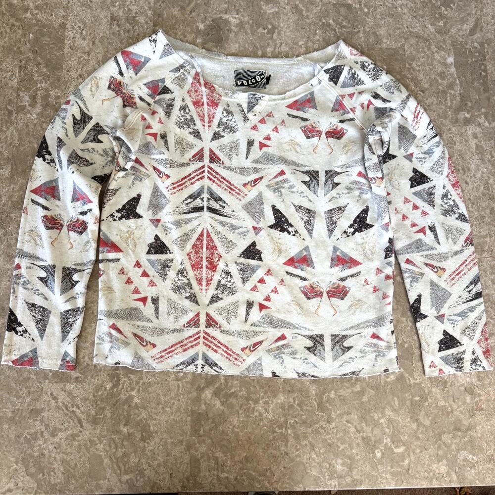 Volcom Geometric Print Long Sleeve Top- Medium